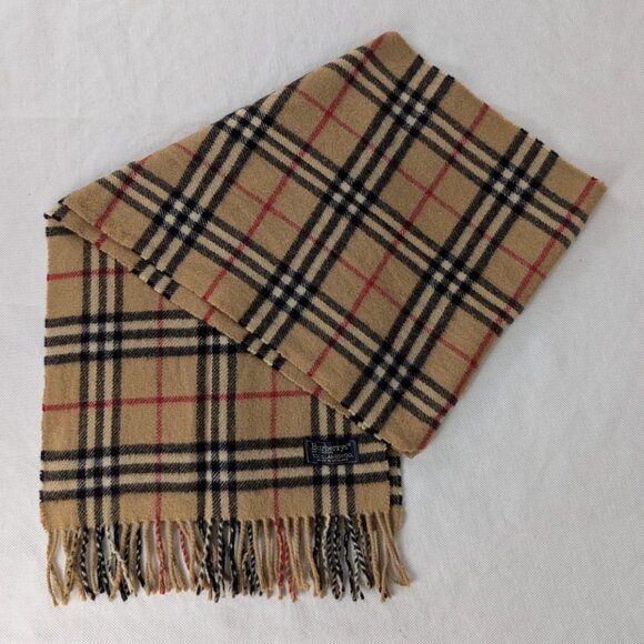 Burberrys Scarf Beige – Unisex 100% Lambswool Check – Pre-Loved – Elegant & Cozy - Picture 1 of 8